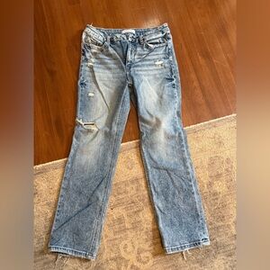 Flying Monkey Light Blue Distressed Straight Leg Jeans high rise